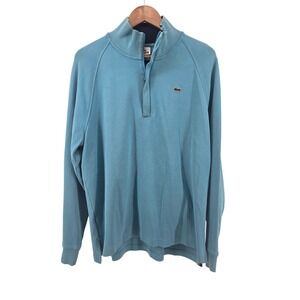 Lacoste Quarter Zip Pullover Mens 6 XL Light Blue Cotton Mock Neck Logo Sweater